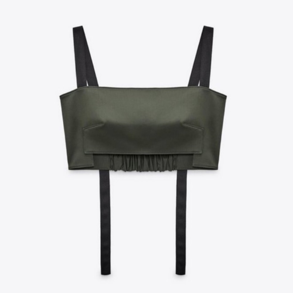 Zara Cargo Crop Top Size Small Army Green